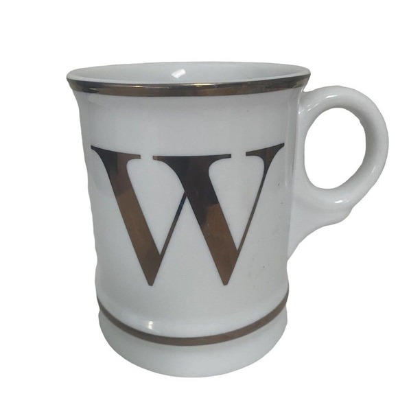 Williams Sonoma White Gold Monogrammed Initial Mug Coffee Cup, Letter W - Picture 2 of 6